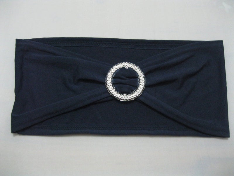 SheYang 50PCS Spandex Chair Sashes Bows Elastic Chair Bands with Buckle Slider Sashes Bows for Wedding Decorations (50PCS, Navy Blue) - Image 2